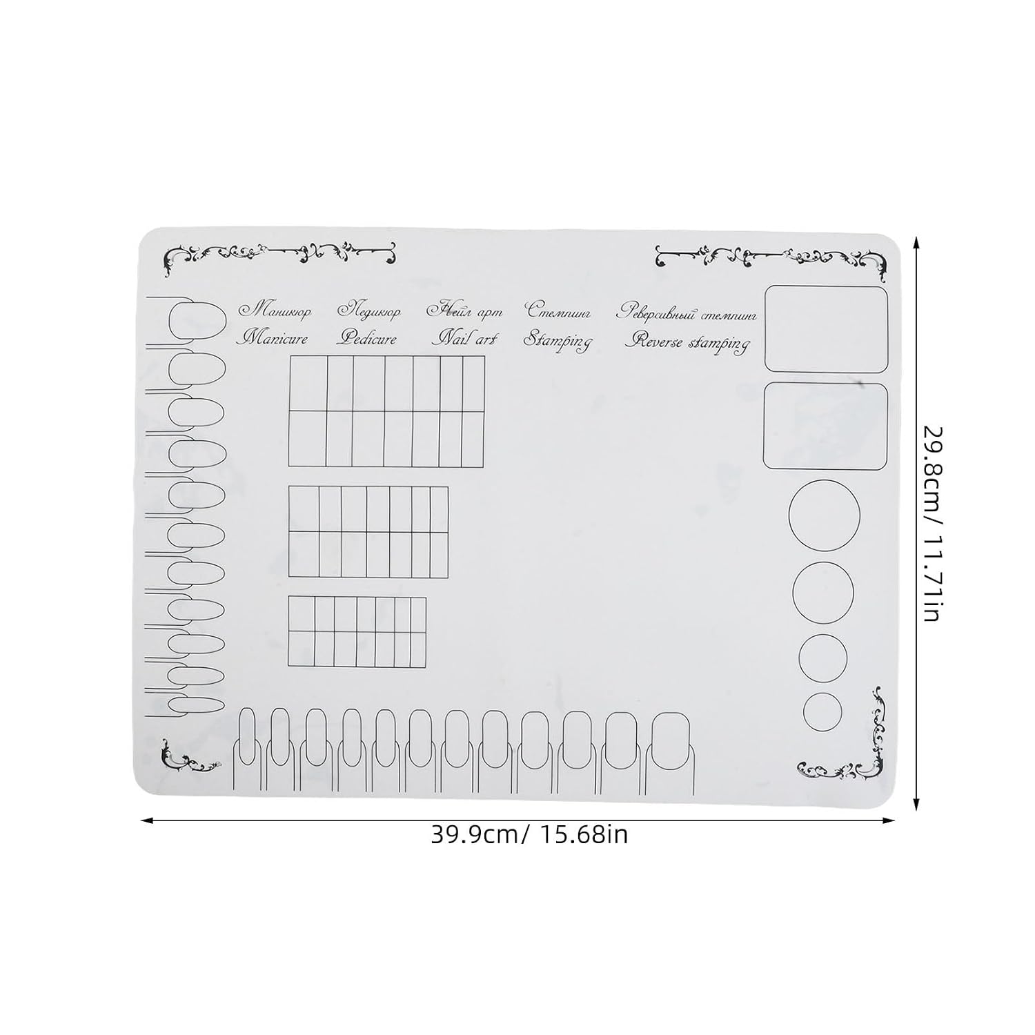 Generic 2pcs Reusable Nail Art Mat: 40x30cm Fingernail Display Board Silicone Nail Practice Mat Palette Pad - Manicure Art Display Plate Paint Mixing Palette
