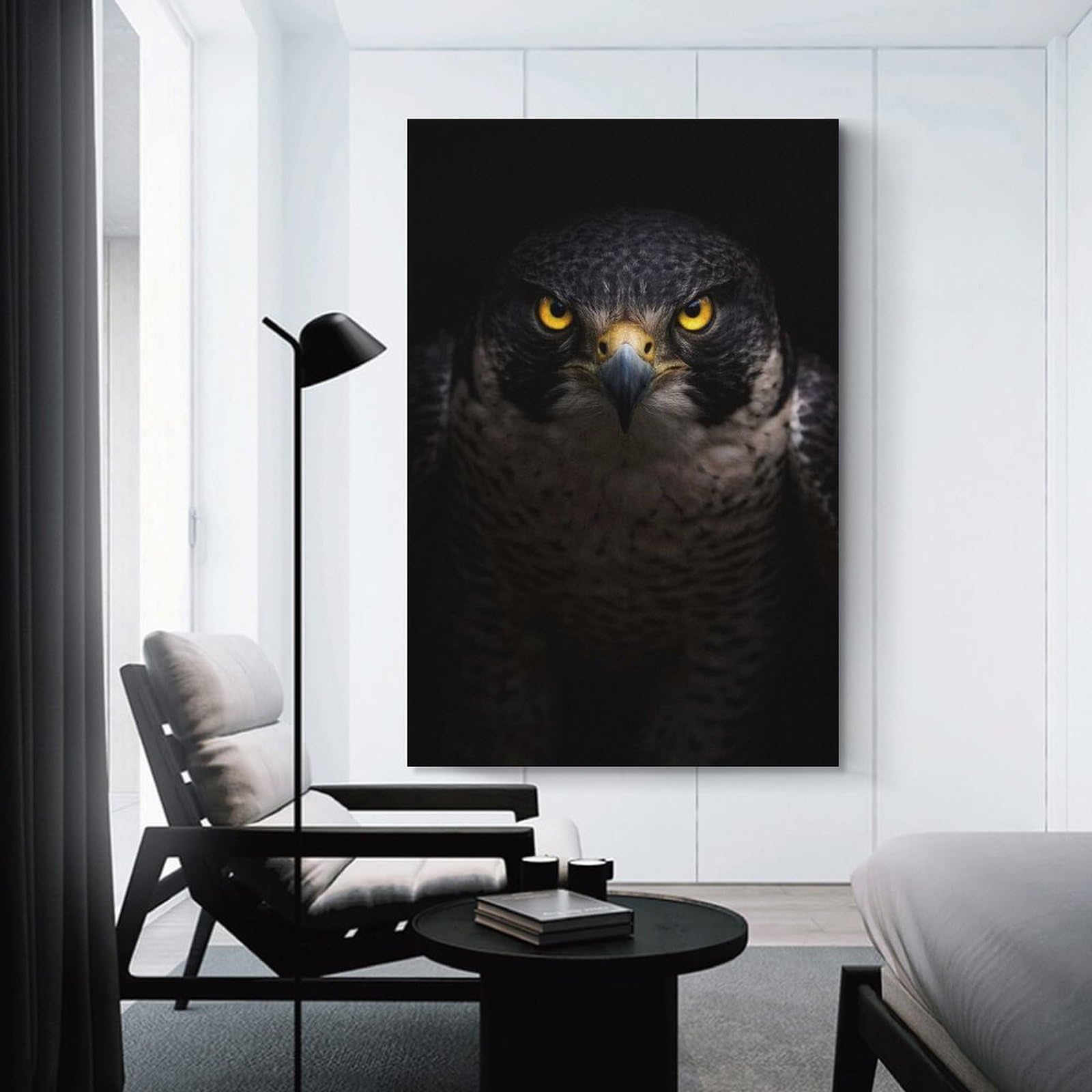 Junmoney Intense Peregrine Falcon Portrait Canvas Wall Art, 08x12inch(20x30cm), for Wall Displays, Bedrooms Or Room Updates, Ideal for Building A Coordinated Art Wall
