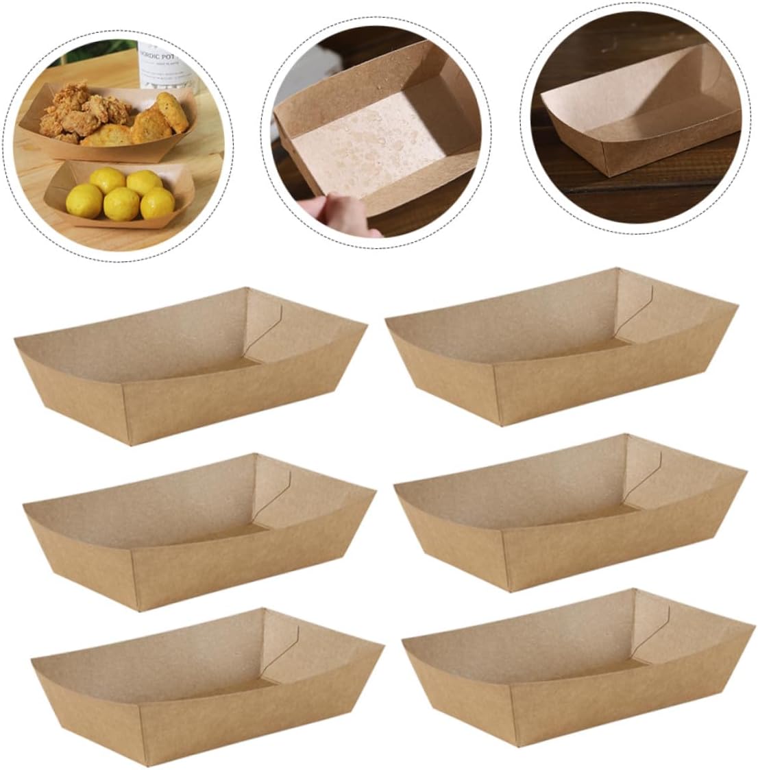 Mikinona 100pcs Oil-proof Kraft Paper Food Containers, Disposable Fried Chicken and French Fries Takeout Boxes, Grease-resistant Snack Holders for Food Service and Catering