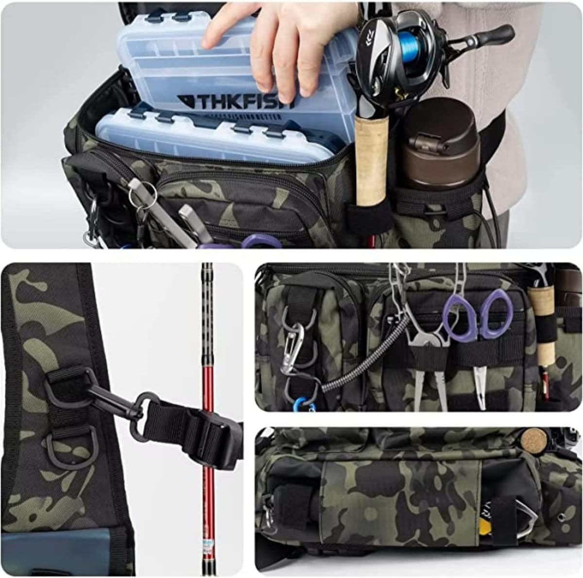 Fishing Tackle Bag,Tactical Fishing Sling Tackle Storage Bag,Lightweight Sling Fishing Backpack- Sling Tool Bag for Fishing Hiking Hunting Camping