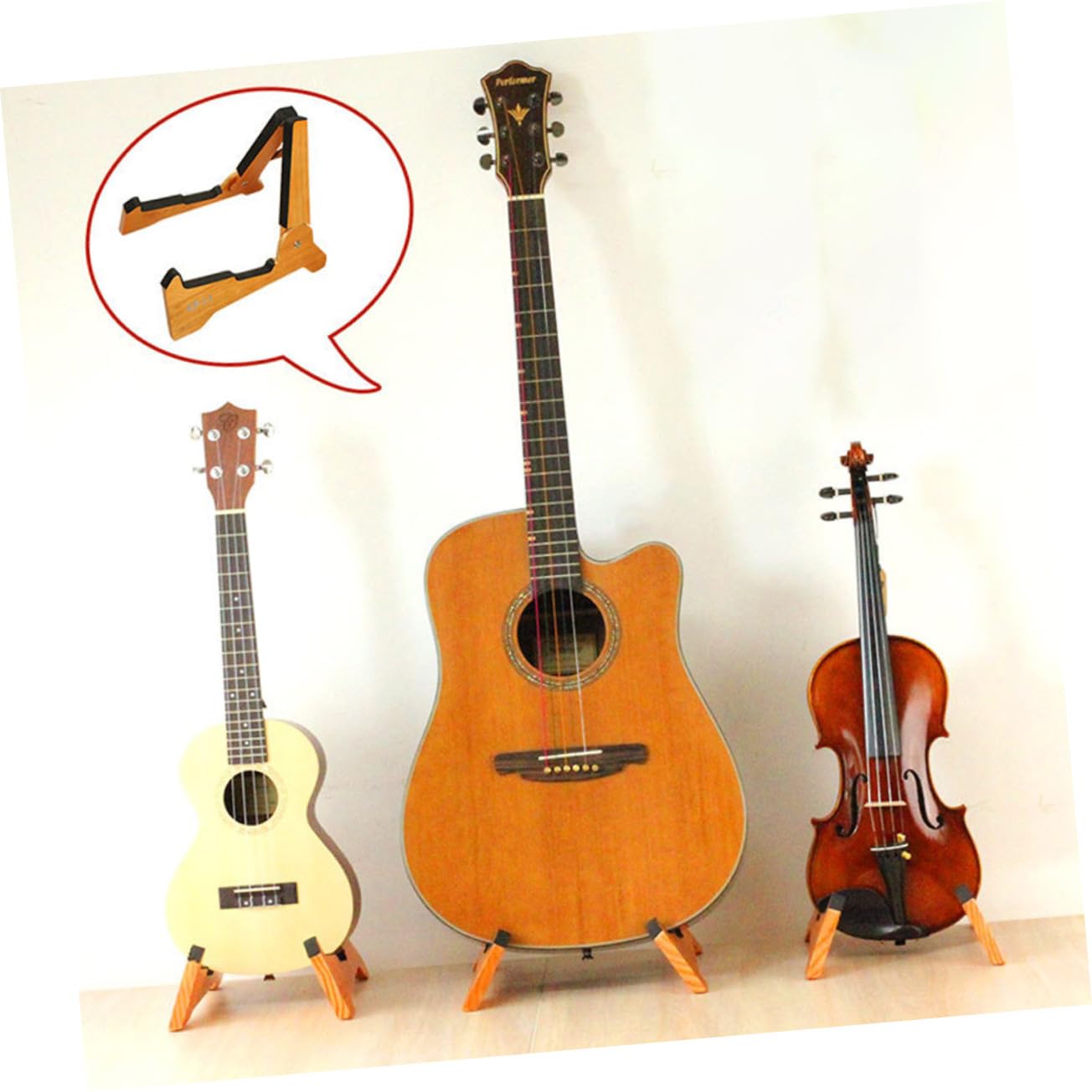 BESPORTBLE Supporto Per Chitarra in Legno Pieghevole, Porta Strumenti Da Pavimento Per Chitarra Classica, Elettrica e Basso, Supporto Portatile Multifunzione Per Esposizione a Casa, Negozio e Palco