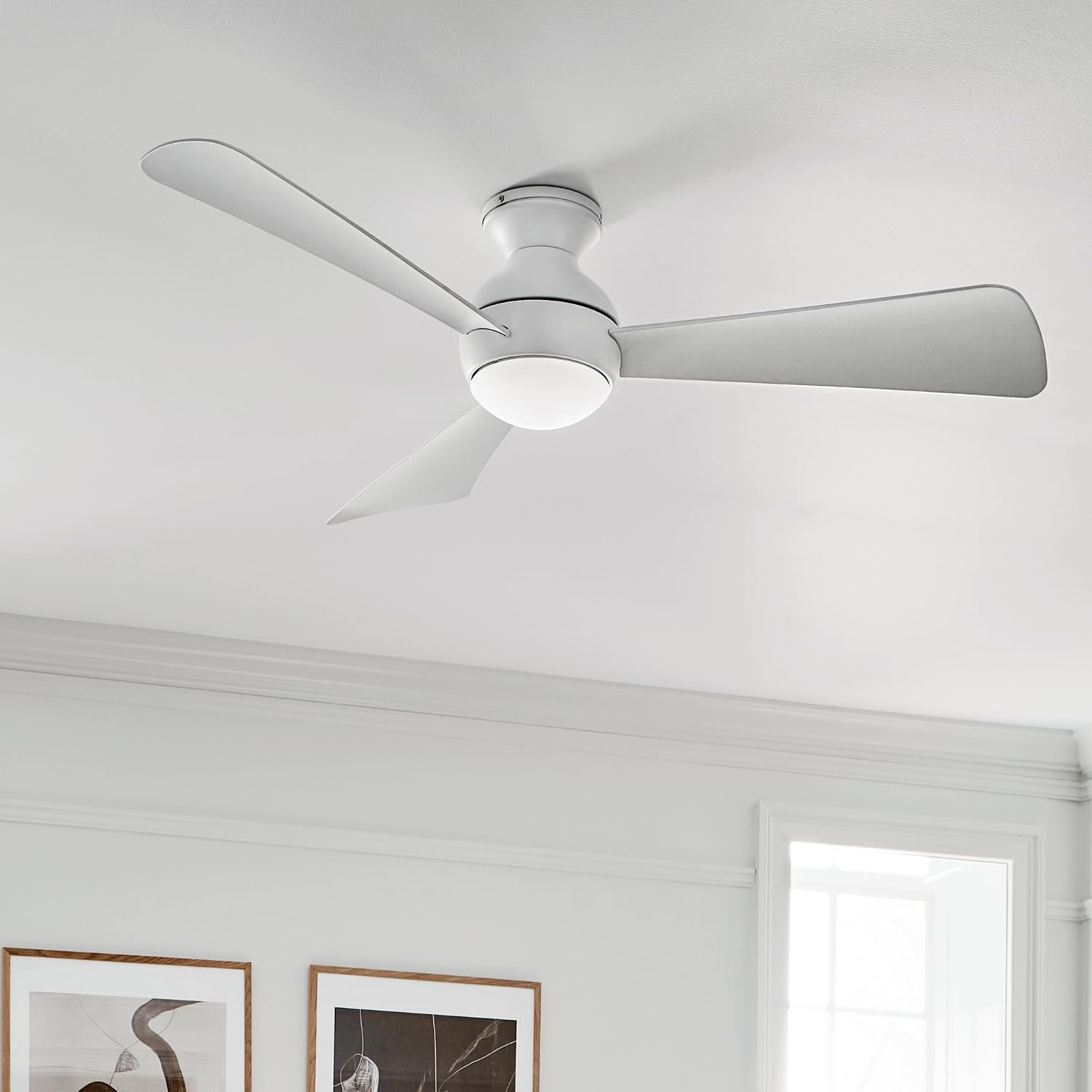 Kichler 330152MWH 54 Inch Sola Ceiling Fan LED, 3 Speed Wall Control Full Function, Matte White Finish with Matte White Blades