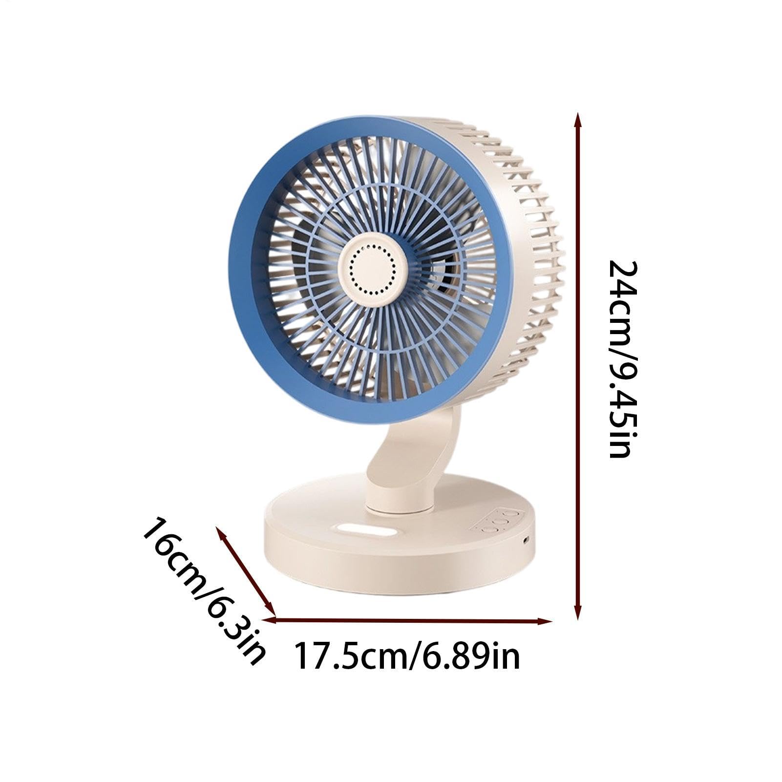 Generico Ventilatore da Scrivania Oscillante Ricaricabile A Parete | Ventilatore da Ufficio a Batteria per Casa Camera da Soggiorno Cucina Ufficio Scuola Dormitorio