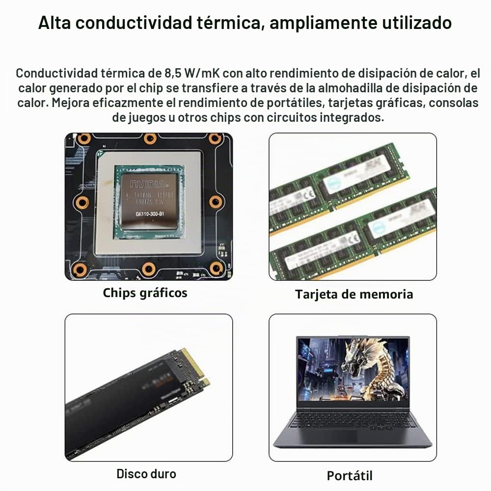 PTM7950 - Almohadilla conductora térmica de 40 x 80 x 0,2 mm, Aukuoy de alta conducción, grasa de silicona altamente conductora de 8,5 W/mK, para PS5, CPU, GPU, SSD M.2, ordenador portátil