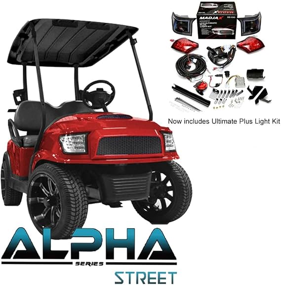 MadJax Alpha Body Kit for Club Car Precedent, Tempo, and Onward Golf Cart | Body Kit with Ultimate Plus Light Kit | Street Style (Red)