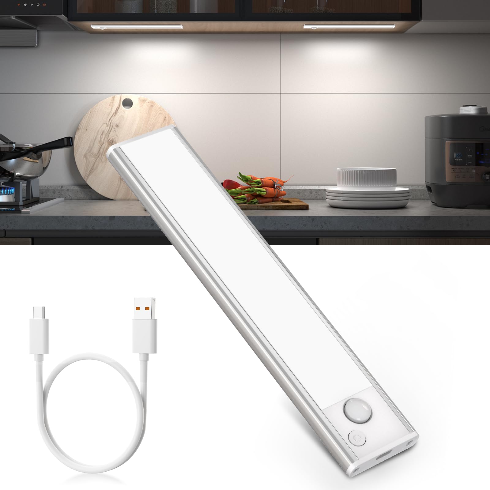 Lampade Incasso Armadio Luci Armadio Auplf Con Sensore Movimento - 6 LED Incasso - 3 Colori - USB - Autoadesive Auplf LED 3 Colori Autoadesive