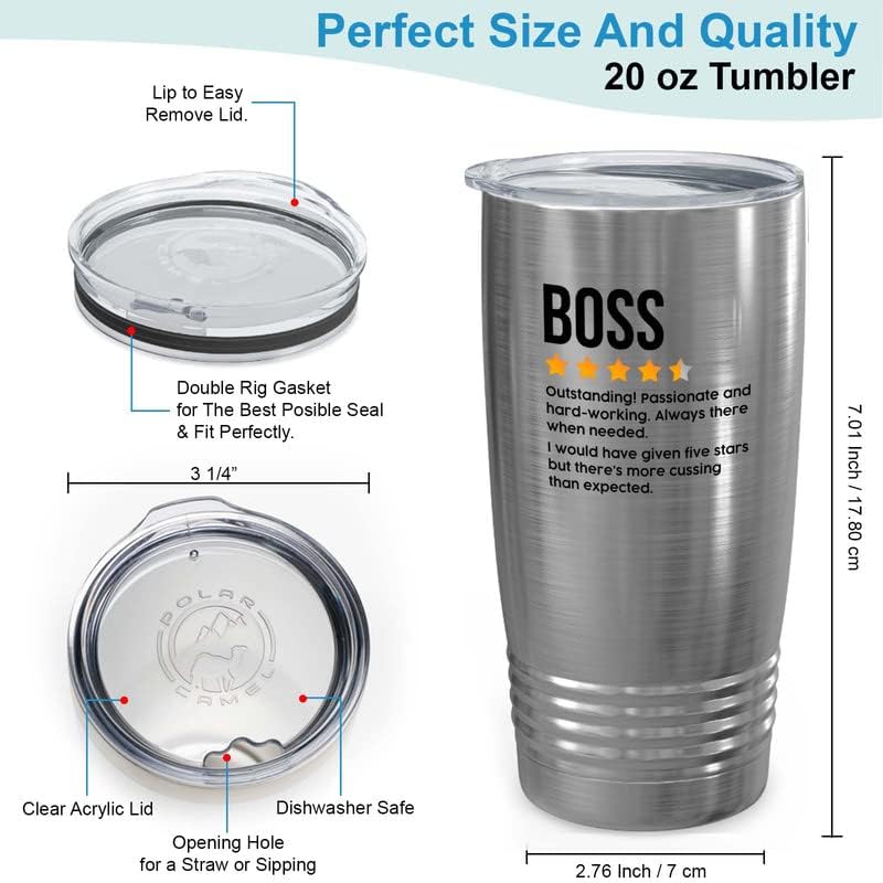 Leadership Stainless Viking Tumbler 20oz - Boss Review - Encouragement Mentor Work Positivity Entrepreneur Accountability Lady Boss Inspirational