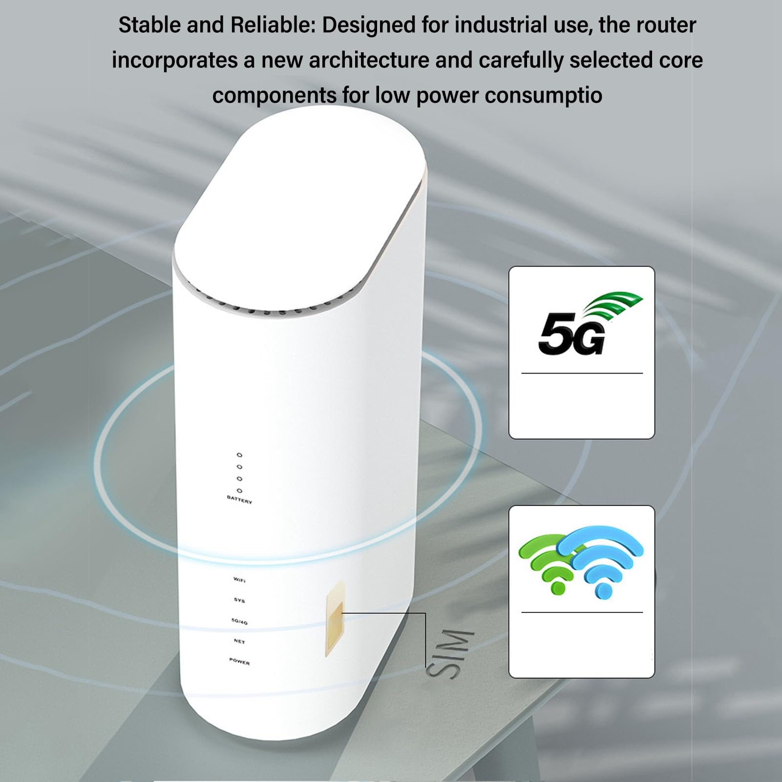 Router 5G, 8 Antenne Ad Alto Guadagno, 32 Utenti, Basso Consumo Energetico, Dissipazione del Calore, connettività Continua con Slot per Scheda SIM, per Casa, Ufficio, Viaggi
