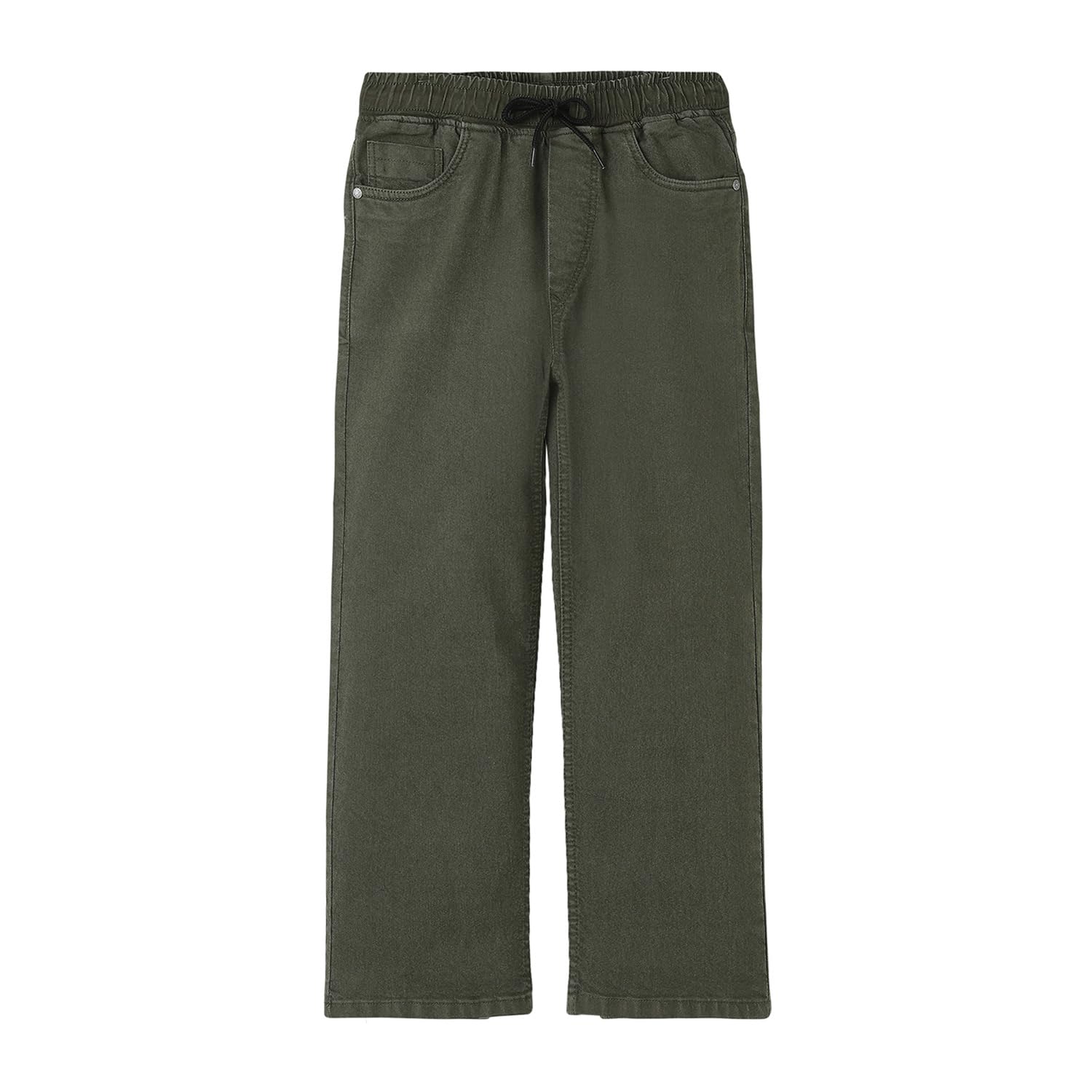Urbano Juniors Boy's Olive Loose Baggy Fit Washed Denim Jogger Jeans Stretchable (junjoglspullboy-olive-9-10)