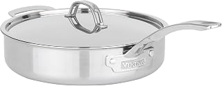 Viking PureGlide Pro 3-Ply Nonstick 4.5 Quart Sauté Pan with Lid and Helper Handle, Titanium Interior, Oven and Broiler Safe, Induction Ready