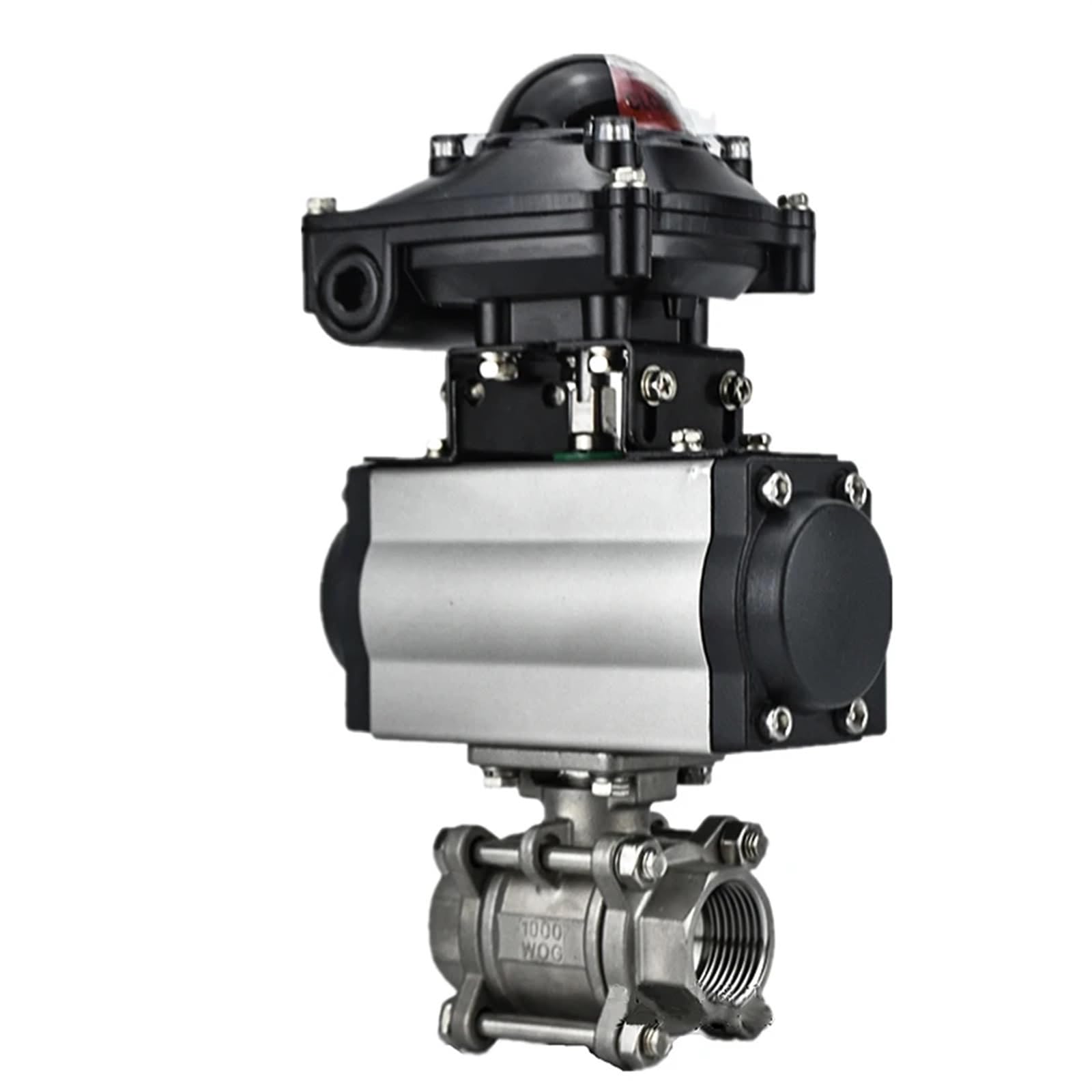 SSDXFJZR 2" Three Piece High Platform Pneumatic Ball Valve Stainless Steel 304 Double Acting Cylinder with Signal Switch