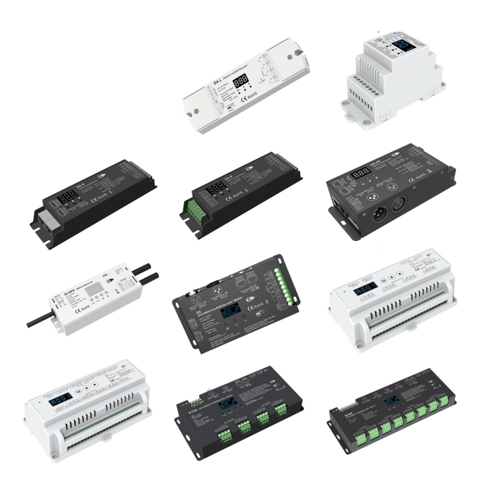 DMX-Decoder Digital D4 D4-E D4-P D4-XE D5 D12 D24 D12A RF-Steuerung/Din-Schiene/Mehrere Dimmer PWM for LED-Streifen (Color : D12 Only)