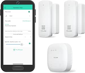 YoLink LoRa Smart Door Sensor Starter Kit: SpeakerHub Audio Hub & 2 Door Sensors
