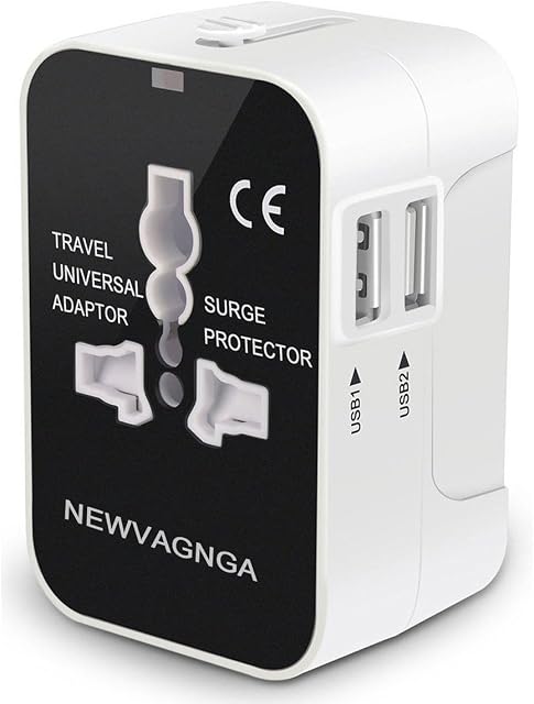 International Universal All in One Worldwide Travel Adapter Wall Charger AC Power Plug Adapter with Dual USB Charging Ports for USA EU UK AUS European Cell Phone Laptop