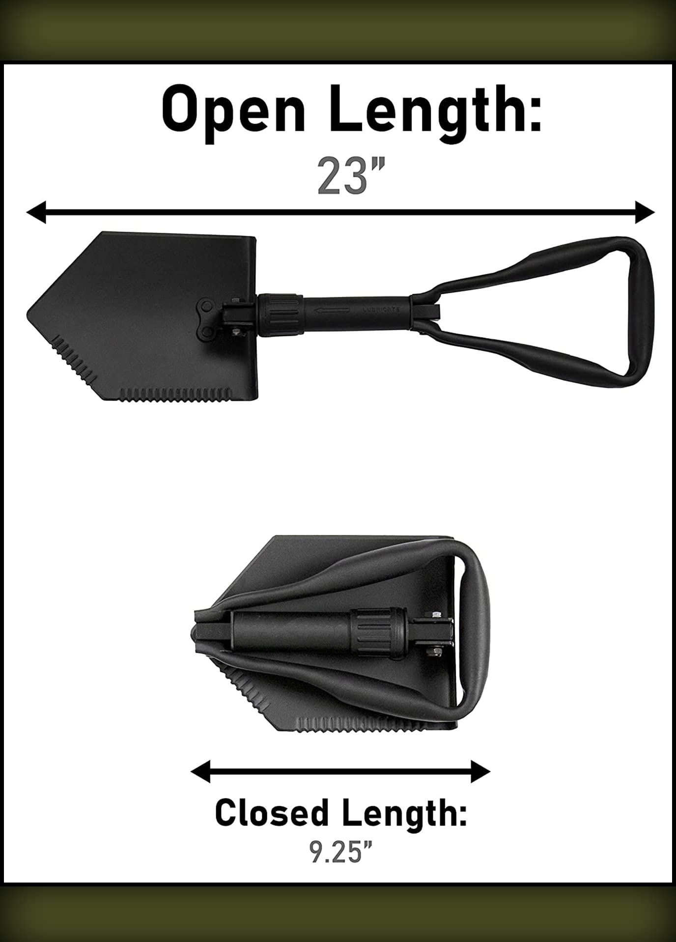 USGI Industries Military Style Shovel | Tri-Fold Entrenching Tool with Serrated Edge | Lightweight, Foldable, Compact, Multi-Use Perfect for Camping, Survival, Trenching (OCP Cover)