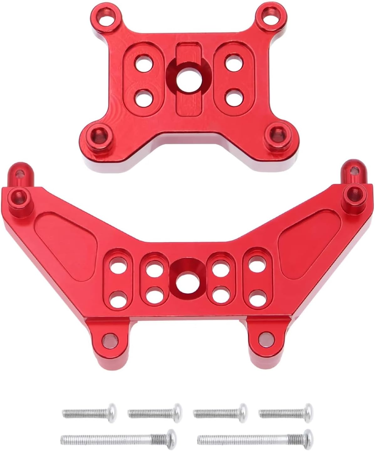 RC Car Upgrade Part For Hyper Go 14303 14302 14301 CNC Metal Front Rear Shock Tower Shock Bracket Mount RC Car Aluminum Upgrade Replacements Parts(Red)