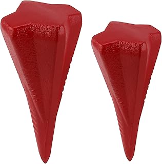 2 PCS 2 Sizes Diamond Wood Splitting Wedge, 3.5lb 5lb 4-Direction Steel Splitting Wedge, 4 Way Wood Splitter Wedge for Wood Splitting, Red