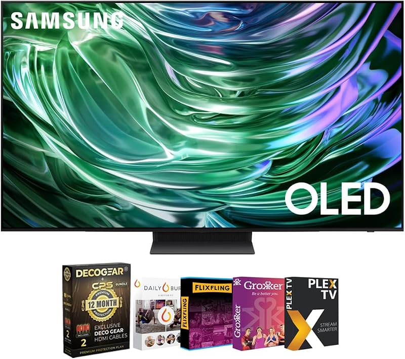 Samsung QN77S90DA Paquete de Smart TV OLED 4K de 77 pulgadas (2024) con paquete de transmisión de películas y cable Deco Gear 2X 4K HDMI 2.0 y paquete de protección exclusivo de 12 meses de CPS (BEACH-CPS-263000)