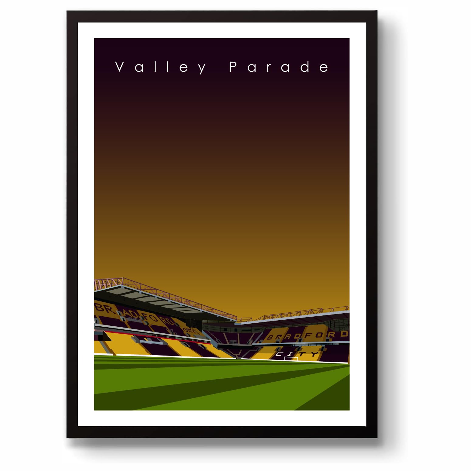 Grounddesigns Men's Claret And Amber Bradford City Afc Football Gift Valley Parade Stadium Art Unframed A3 Print Bcafc
