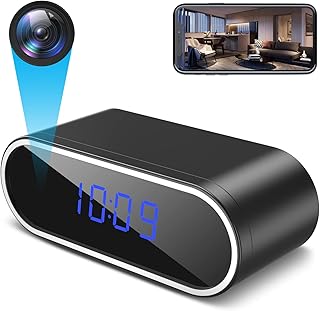 Hidden Camera Clock, Mini WiFi Spy Camera Wireless, Small Nanny Cam Security Camera Indoor Surveillance, HD 1080P, Live Video, IR Night Vision, Motion Detection, 120° Wide Angle