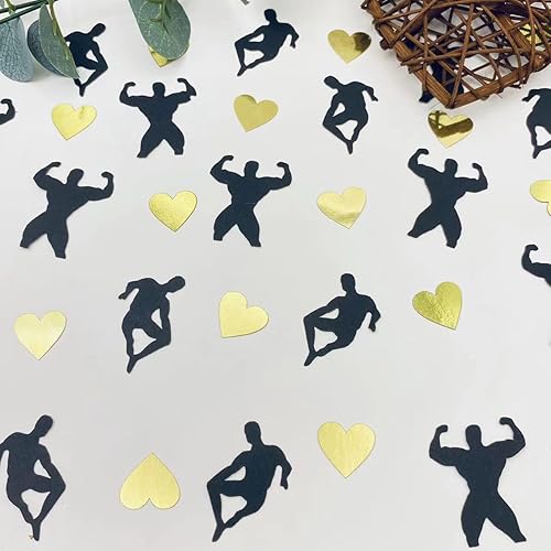 Miniatura 5 de 100 piezas de confeti de mesa con purpurina para bailarines masculinos, confeti de despedida de soltera, confeti negro y dorado con purpurina para