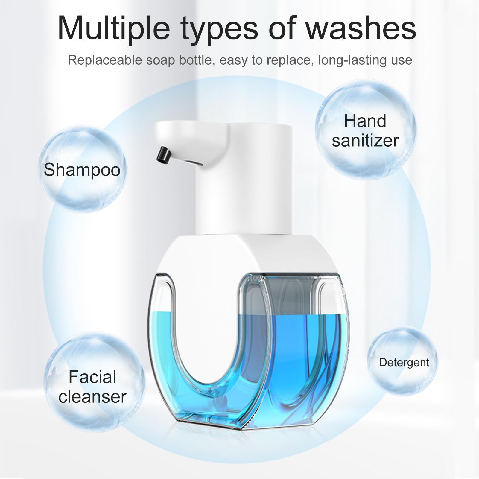 Wandmontierter Automatischer Seifenspender, 300 ml Wiederaufladbarer Smart Sensor Seifenspender, IPX5 Wasserdichter Berührungsloser Schaumspender für Badezimmer Küche Hotel Restaurant (White Wandmontierter Automatischer Seifenspender, 300 ml Wiederaufladbarer Smart Sensor Seifenspender, IPX5 Wasserdichter Berührungsloser Schaumspender für Badezimmer Küche Hotel Restaurant (White