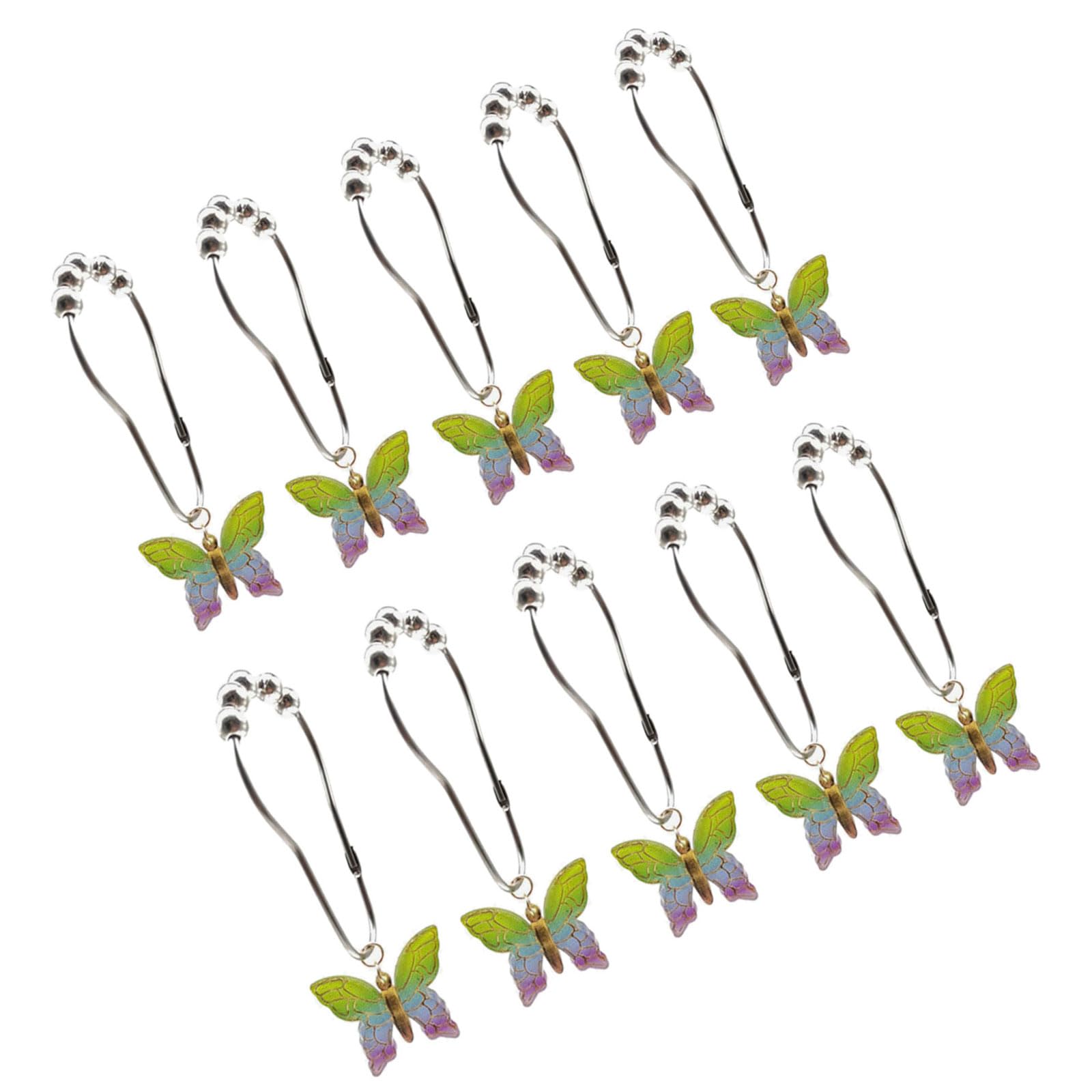 10Pcs Colorful Acrylic Butterfly Shower Curtain Rings Rusts Resistant Decorative Curtain Hooks for Bathroom Accessories Smooth Gliding Shower Hooks