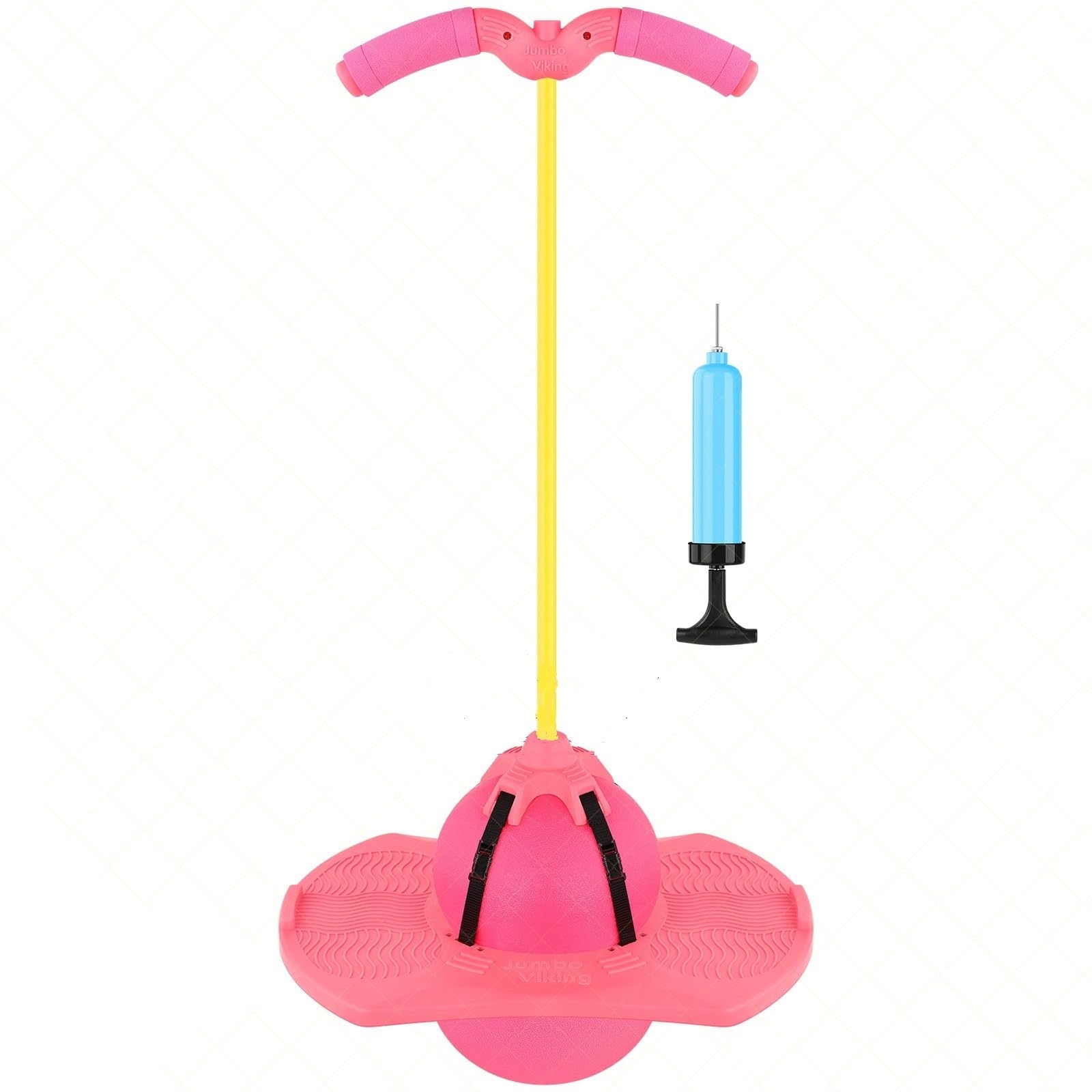 Super-Life Pogo Jumper with Handle and Ball Pump, High Jump Toy Bounce Jump Trick Board Safe and Fun Pogo Stick for Kids Boys Girls and Adults (Pink)