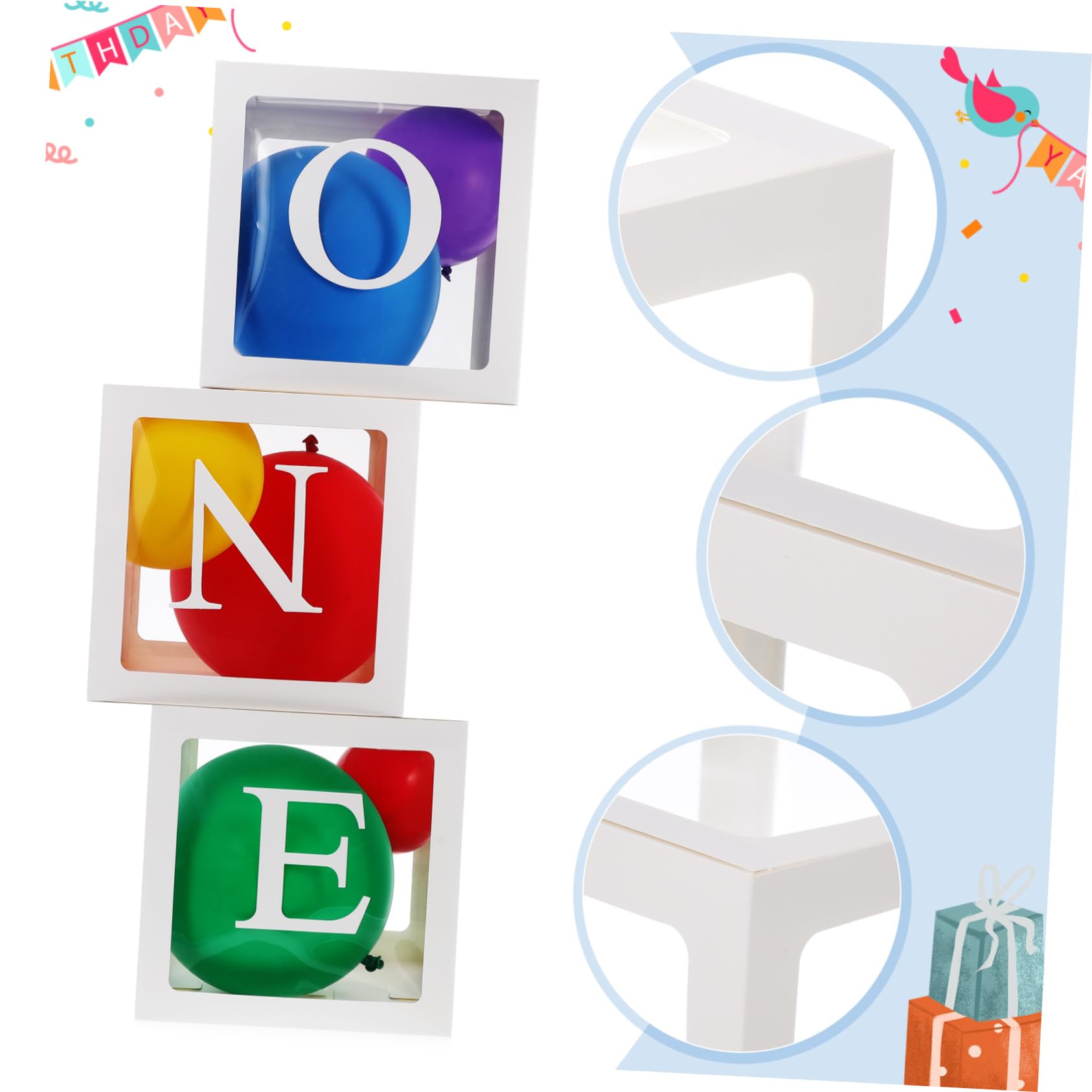 Cajas de Globos para Cumpleaños Infantil, 1 Juego, Blanco