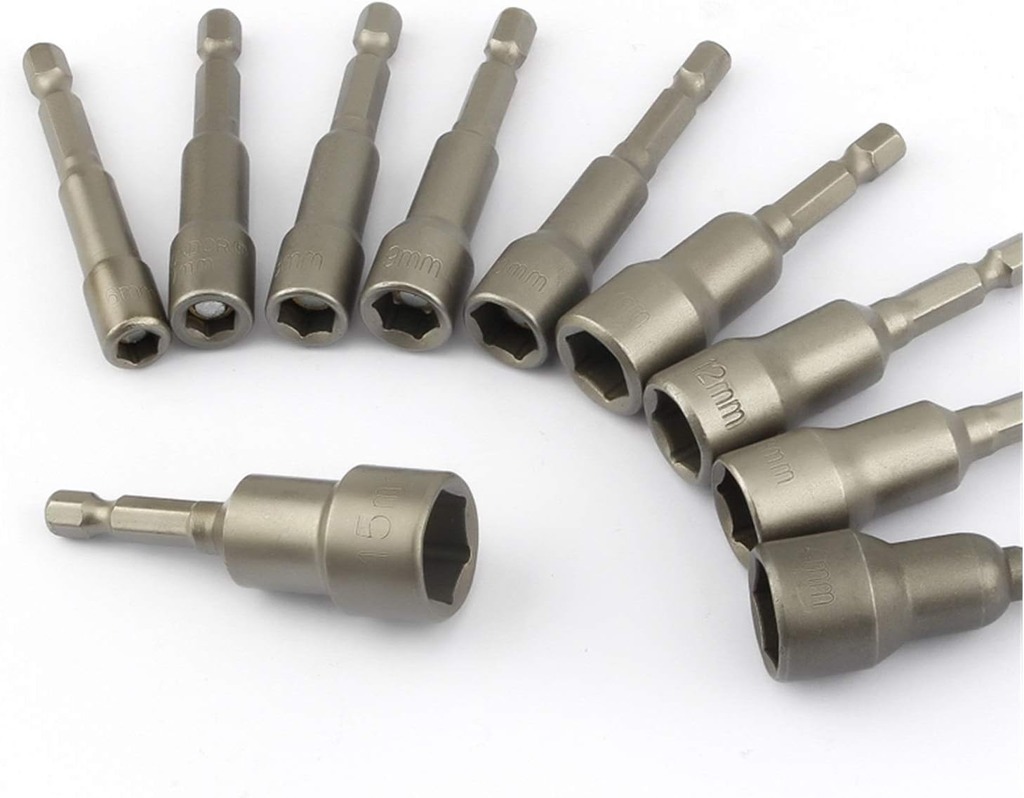 65mm Length Electric Power Magnetic Screwdriver Nut Driver Set Impact 1/4" Hex Shank Metric Wrench Socket Bit 6-24mm LiMePng (Color : 4pcs 21 24mm no magn)
