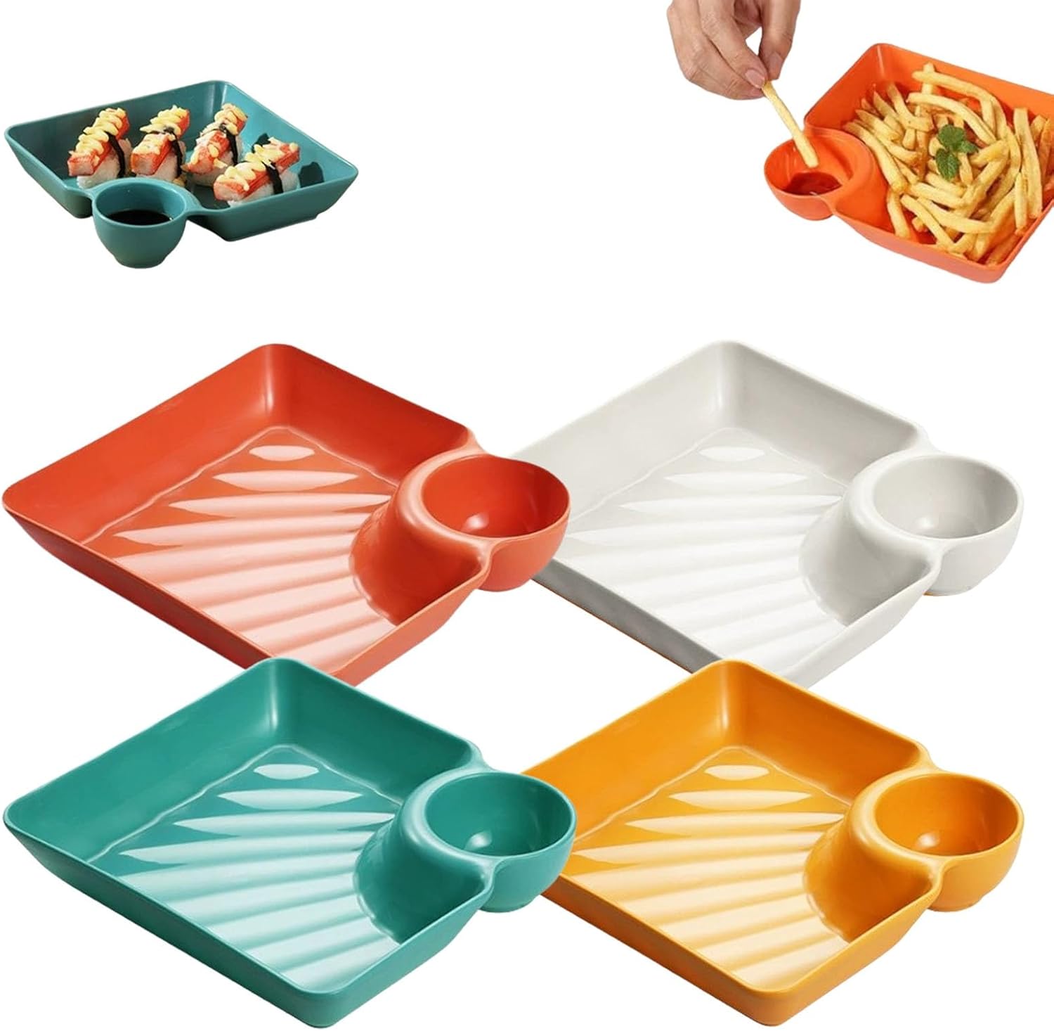 Plato Cuadrado Separado para Salsas Japonés