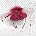 Fascinator Hats 20s 50s Hat Pillbox for Women Tea Party Cocktail Hat with Feather mesh Veil for Wedding Church (US, Alpha, One Size, Red)