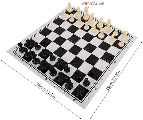 Miniatura 3 de Juego de ajedrez internacional de piezas de plástico portátiles en blanco y negro con tablero de ajedrez plegable, juego de mesa de entretenimiento