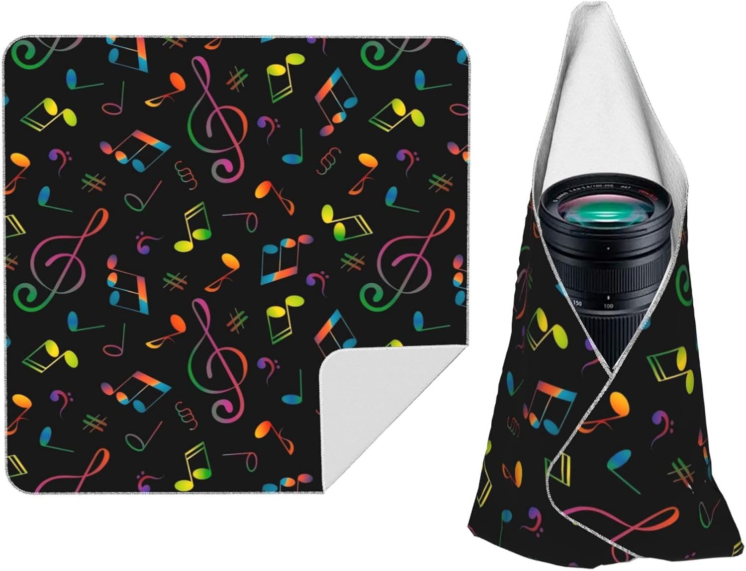 Neon Colorful Music Notes Camera Protective Wrap 14"X14"
