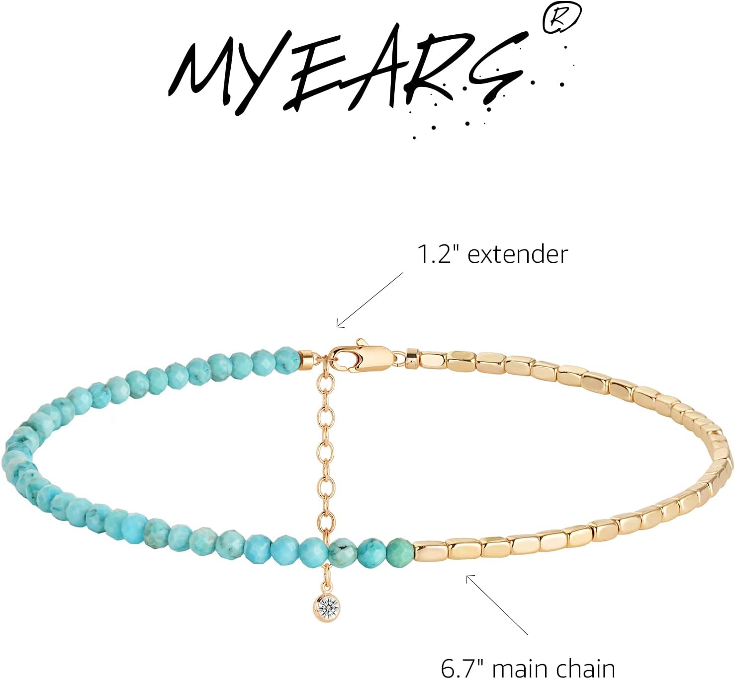 MYEARS Women Beaded Bracelet Gold Gemstone 14K Simple Dainty Handmade Chain Everyday Boho Beach Jewelry - Image 5