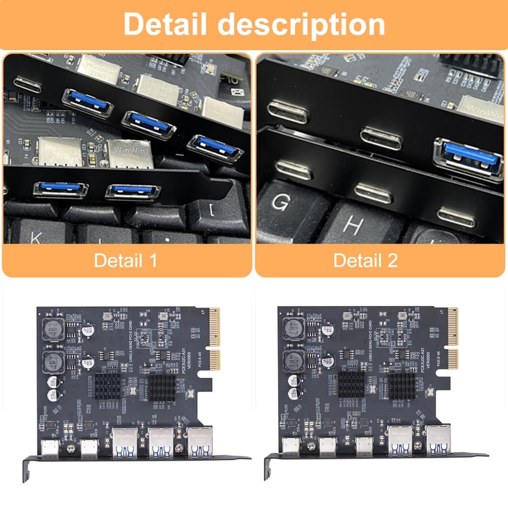 USB 3.0 Expansion Card Fast Speed Desktop Computer 5 Ports USB Adapter for PC