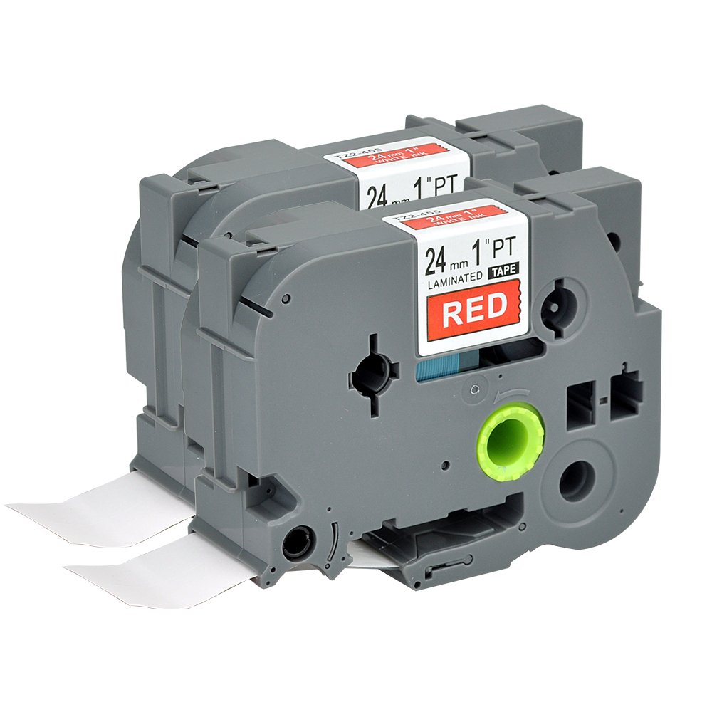 Compatible P Touch Label Maker Tape 2Pack TZ455 TZe 455 White on Red TZ TZe Cartridge Label Orison Self Adhesive Cassette Refills 0.94 Inch x 26.2Feet