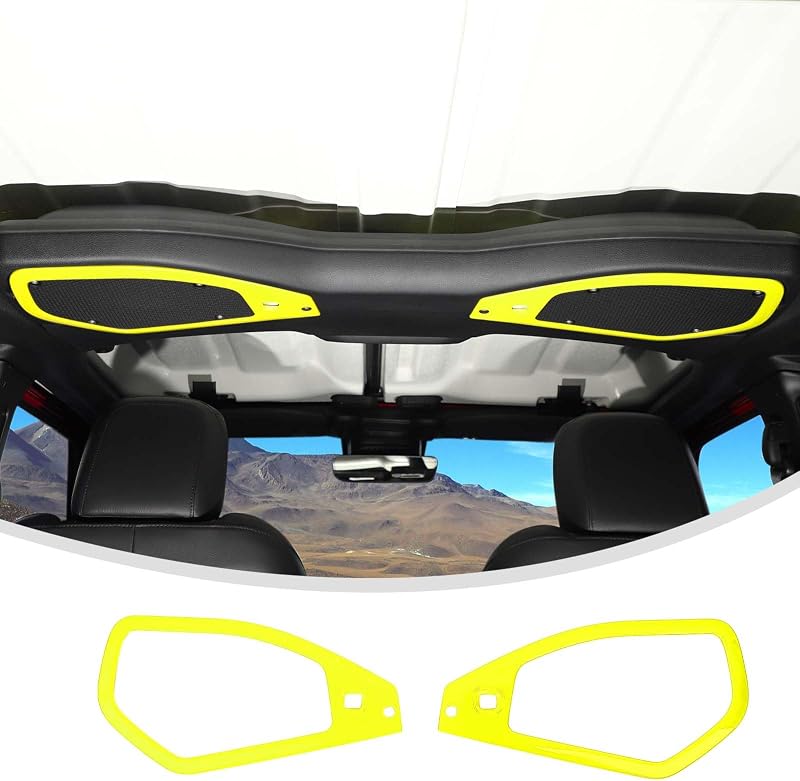 Moldura de acabamento dos alto-falantes do teto Linskip para Jeep Wrangler JL 4XE e Gladiator JT 2024/2025 – Par amarelo