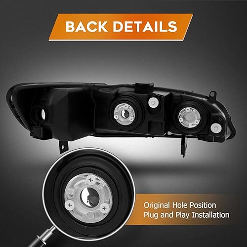 Miniatura 4 de LBRST Conjunto de faros delanteros para Honda para Accord 1998-2002, carcasa cromada, reflector transparente, lente transparente para conductor y