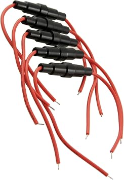 A11101300ux0008 Uxcell 5 x 20 mm AGC Fuse Holder Inline Screw Type W 22 AWG Wire Pack of 5 Durable Material