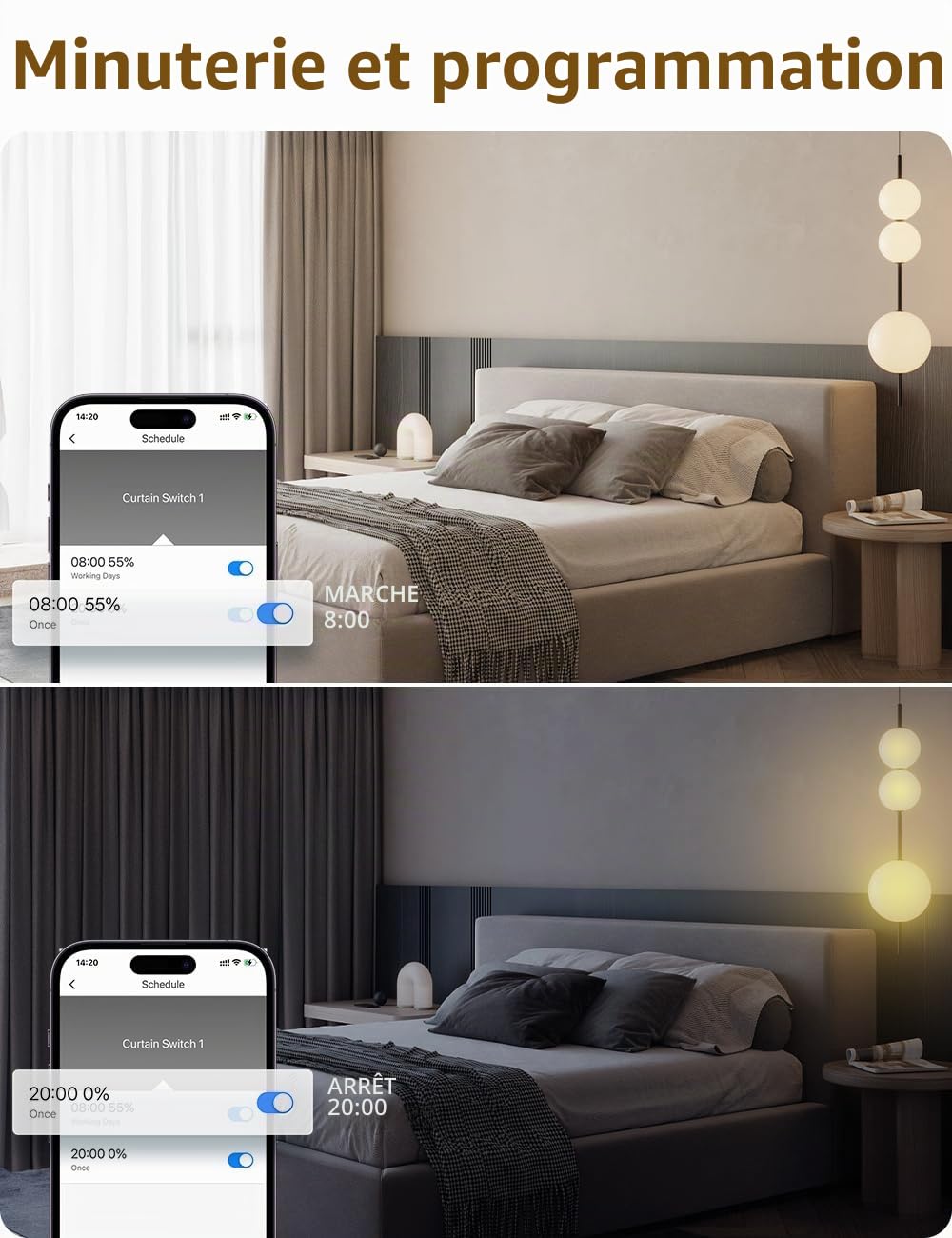 Interrupteur Volet Roulant Connecté, 80 * 80mm Maxcio Volet Roulant WiFi Compatible avec Alexa Google Home pour Commande Vocale, Curtain Switch Pourcentage Contrôle à Distance/Timer