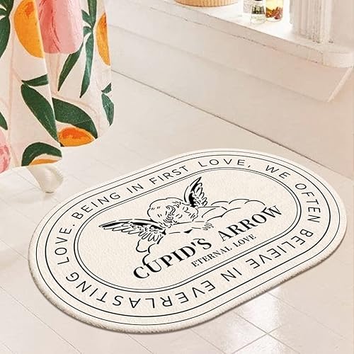 Alfombra de baño ultra suave y pequeña, antideslizante, ovalada, de dibujos animados, para bañera, súper absorbente, lavable, gruesa, felpudo de
