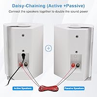 Vista 3 de Herdio Altavoces Bluetooth para exteriores de 6.5 pulgadas impermeables con graves potentes, altavoces de montaje en pared con cable resistentes a