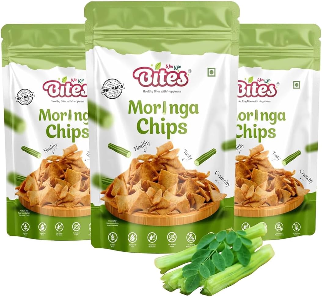 Moringa Chips 80g | Nutrient-Rich Millet Snack | Crispy & Tasty Veggie Chips | Pack Of 3