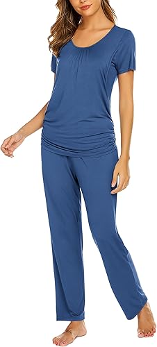 Miniatura 5 de Ekouaer Pijamas de maternidad para mujer, pijamas de lactancia para lactancia materna, conjuntos de descanso posparto, ropa de dormir con capa de