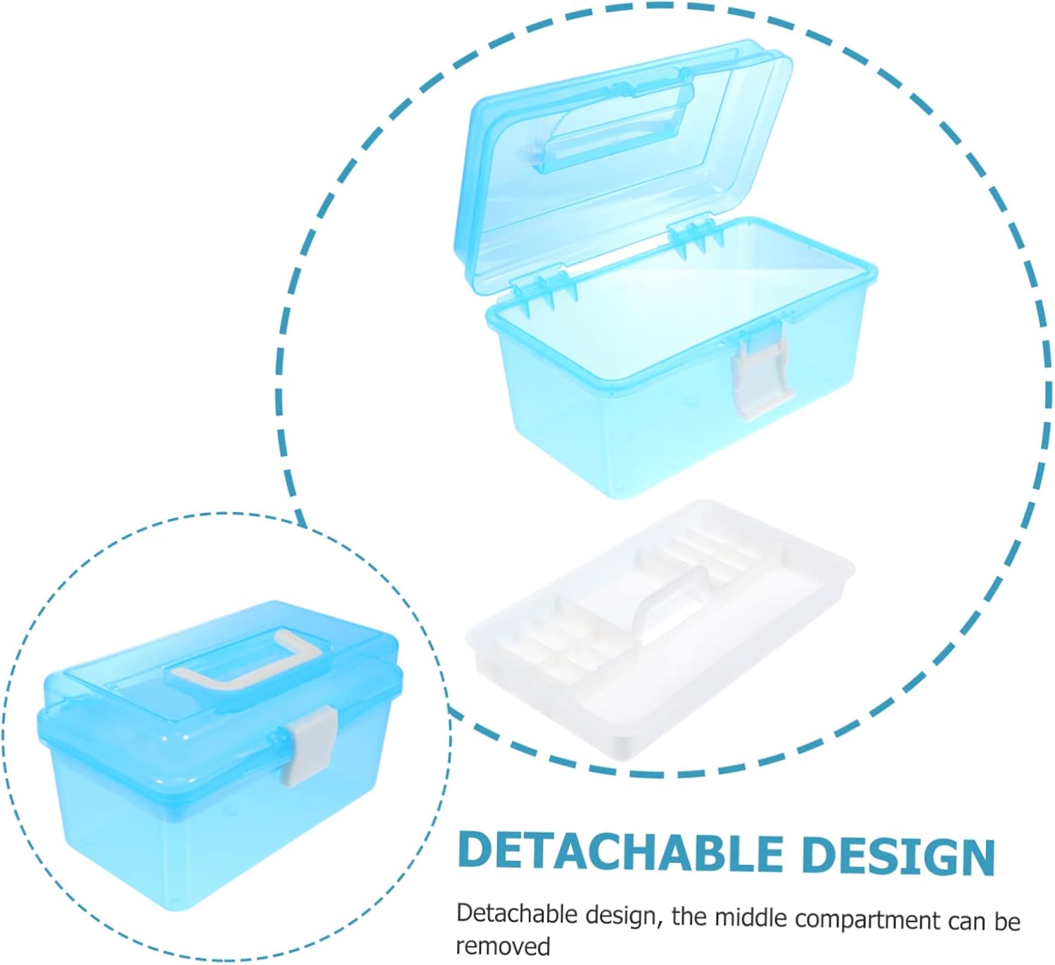 Gadpiparty 2Pcs Portable Durable Tool Box Double Hand Held Storage Box for Stationery Art Supplies and Makeup Lightweight Transparent and Convenient for Home Professional Use