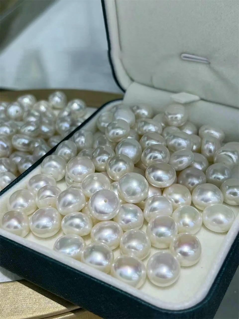 Perles de culture naturelles 2-5A, perles blanches à demi-trou, pour la création de boucles d'oreilles tendance - 4A blanches - 12,5-13 mm (lot de 2)