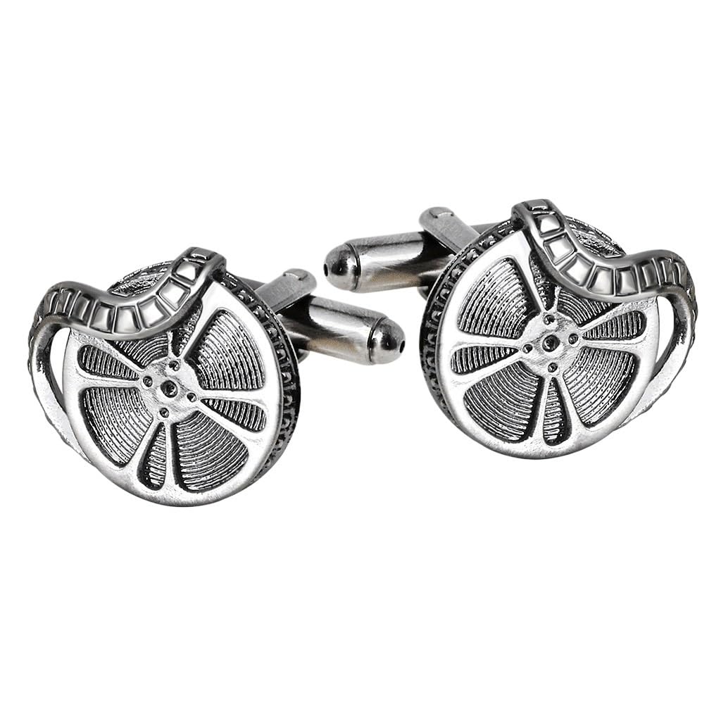 Vintage película proyector Hombres puño uñas Camisa Francesa Gemelos Traje de Plata Antigua
