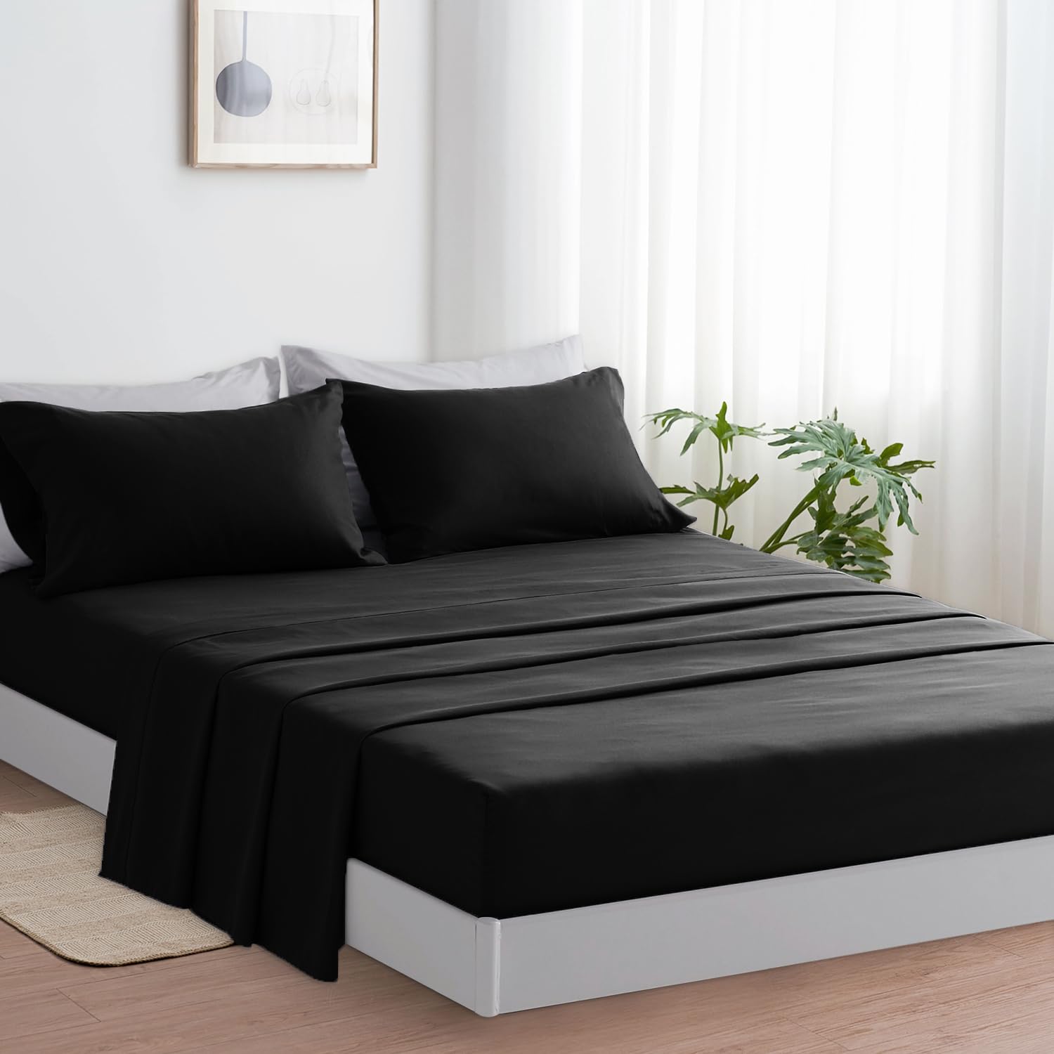 Beddengoed voor Frans bed 120 – 3-delige beddengoedset van microvezel – Hoeslakens – toplaken – 1 kussensloop 50 x 80 cm – Frans bed 120 x 190/200 cm lichtblauw