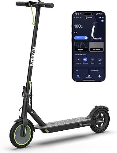 Scooter eléctrico, potente motor de 350 W/500 W, velocidad máxima de 19/22 MPH, rango de 15/23 millas, scooter plegable ligero con sistemas de